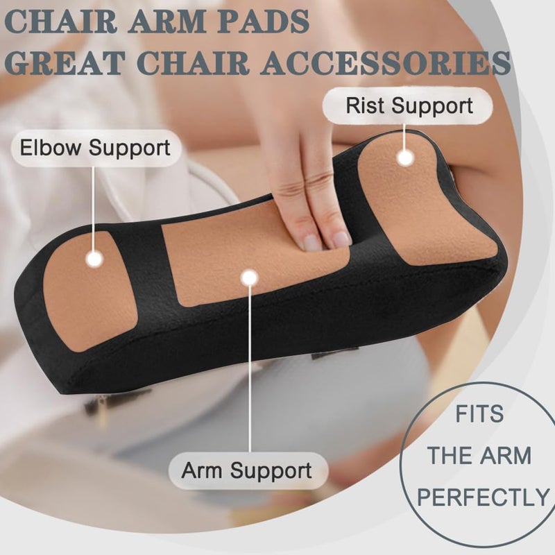 Shapeazy 2 Pack Office Chair Armrest Pads Covers,Arm Rest Pad with Memory Foam Elbow Pillow for Forearm Pressure Relief, Arm Rest Covers for Office Chairs, Wheelchair, Comfy Gaming Chair (Black) - Image 3